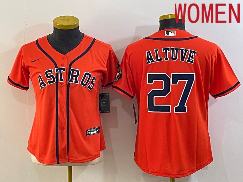 Women Houston Astros #27 Altuve Orange Game Nike 2022 MLB Jerseys->women mlb jersey->Women Jersey